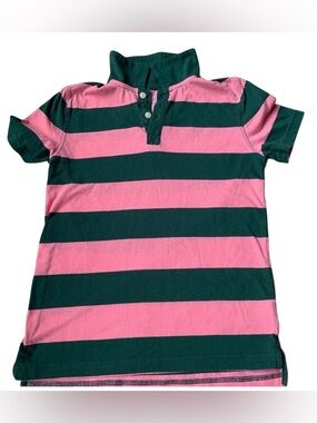 🎆🎇3for$9 girls Cat & Jack striped polo- pink and green- size M 7/8